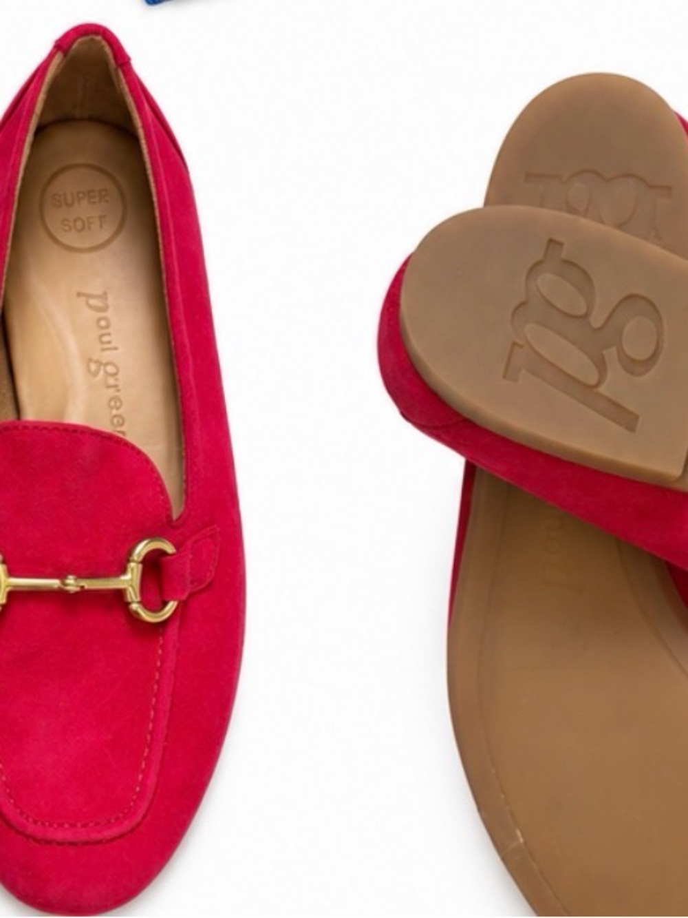 Paul Green Pink-Red Suede Loafers with Gold Horsebit